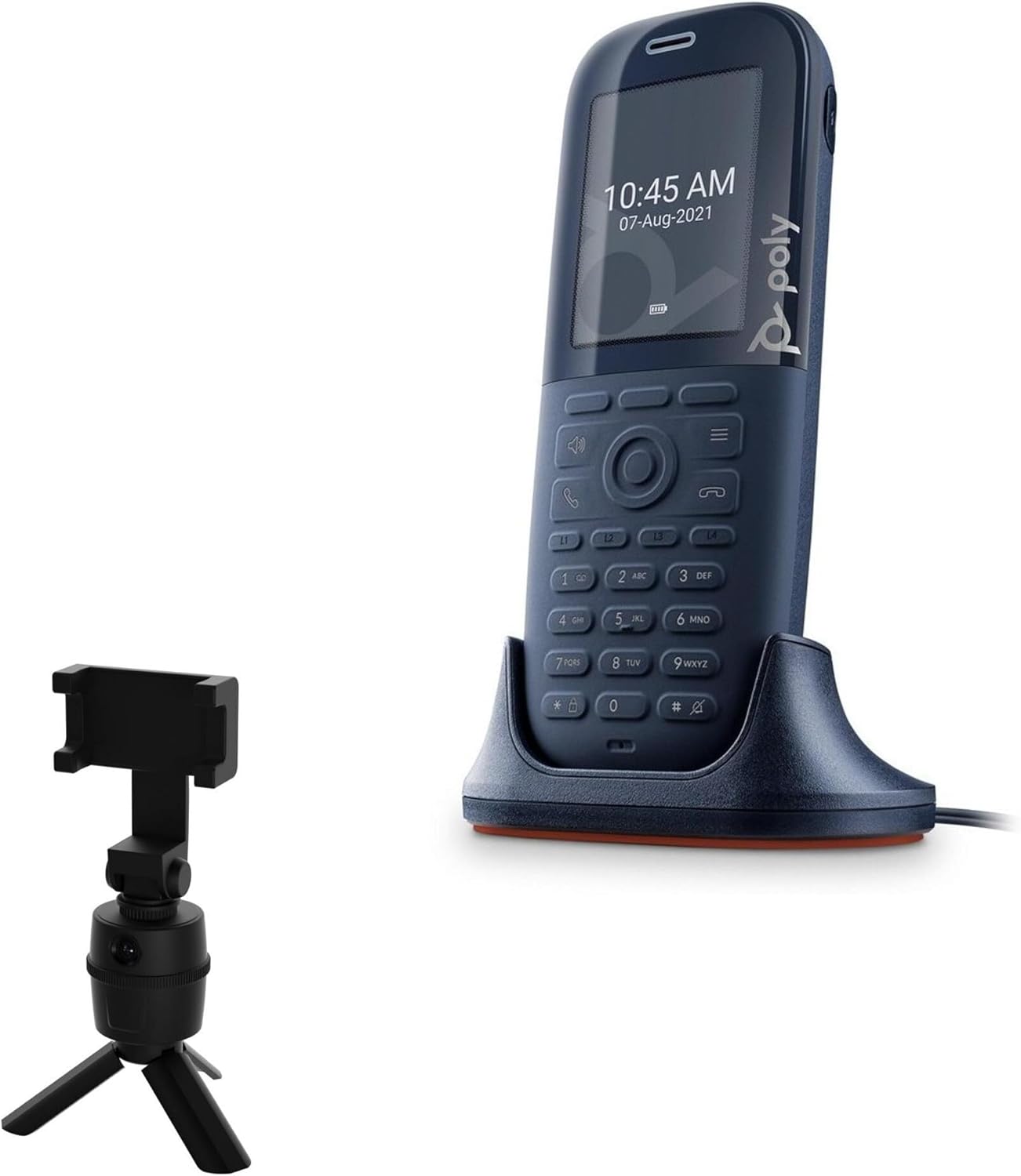 BoxWave Stand and Mount Compatible with Poly Rove 20 - PivotTrack Selfie Stand, Facial Tracking Pivot Stand Mount - Jet Black