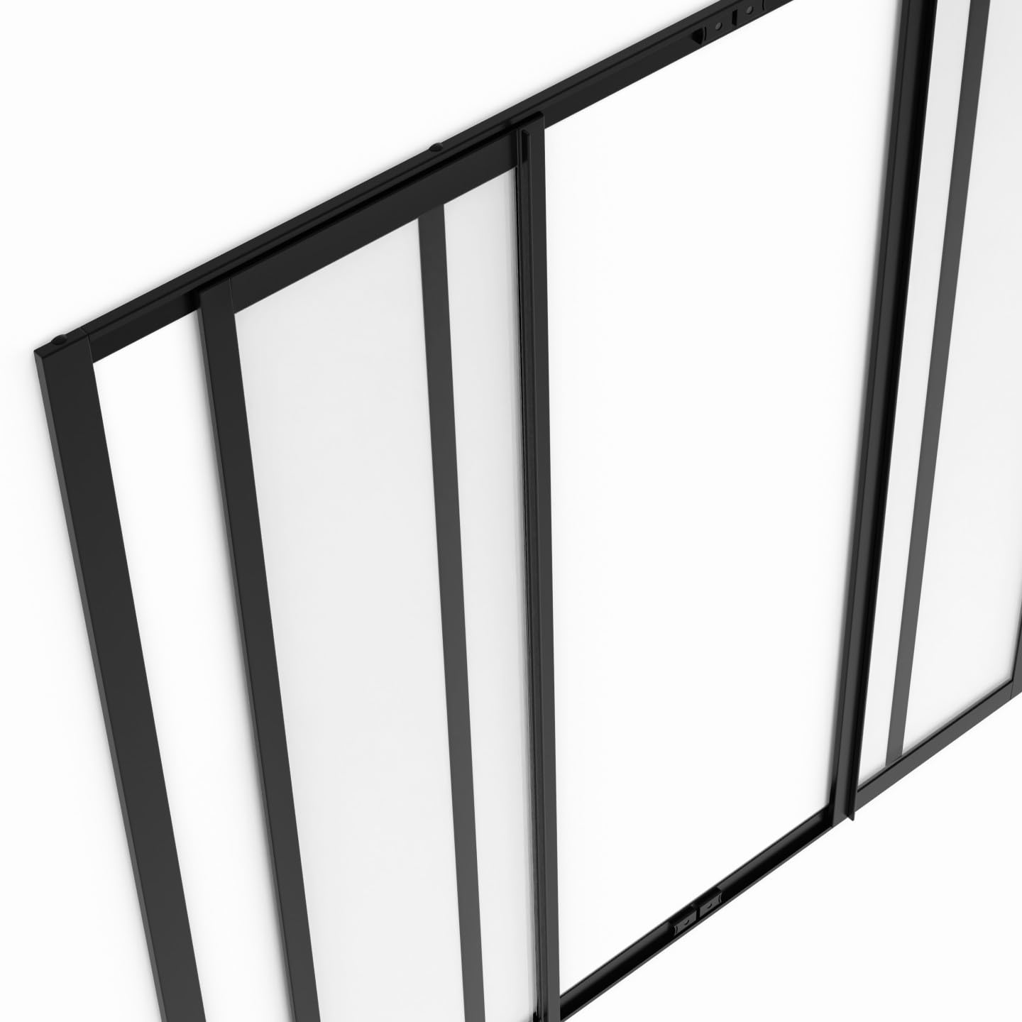 Verrière Atelier 3 Vitrages IDMarket - L.93 X H.108cm - Métal Noir, Verre Trempé 4mm - Kit Complet Style Industriel Loft