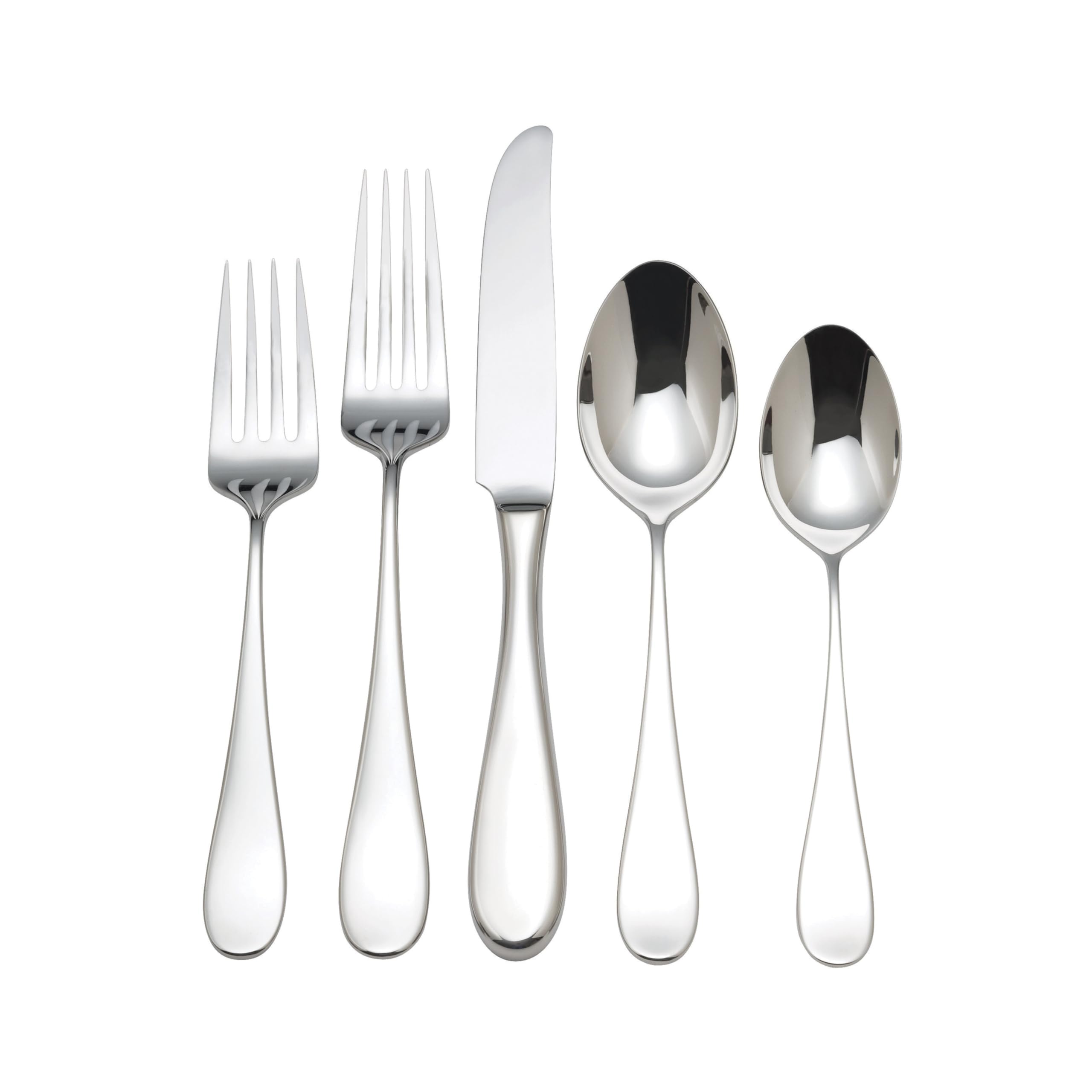 Dalton 5Pc Flatware Place Setting, 5 Piece, Silver | silver | flatware set | 1 place setting | service for 1 | 1 knife, 2 spoons & 2 forks | heavy duty cutlery kitchen & dining