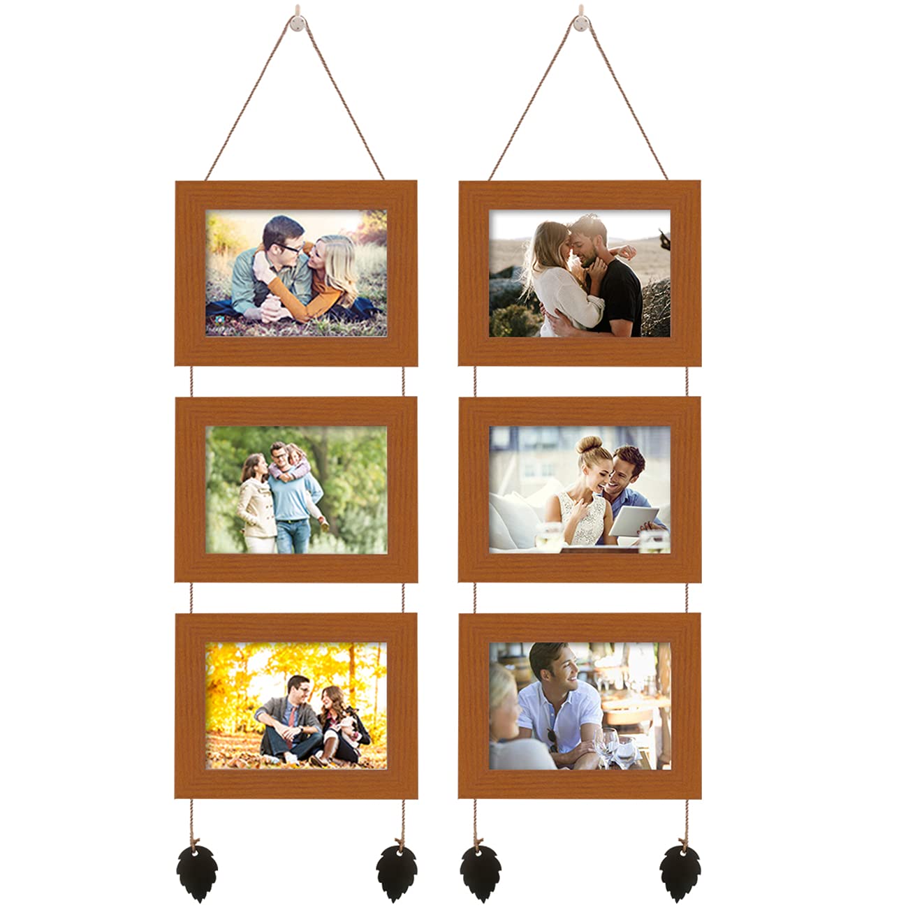 Art Street Photo Frame For Wall Decor, Hanging Picture Frame For Home and Office Decoration (Brown, Set Of 6)