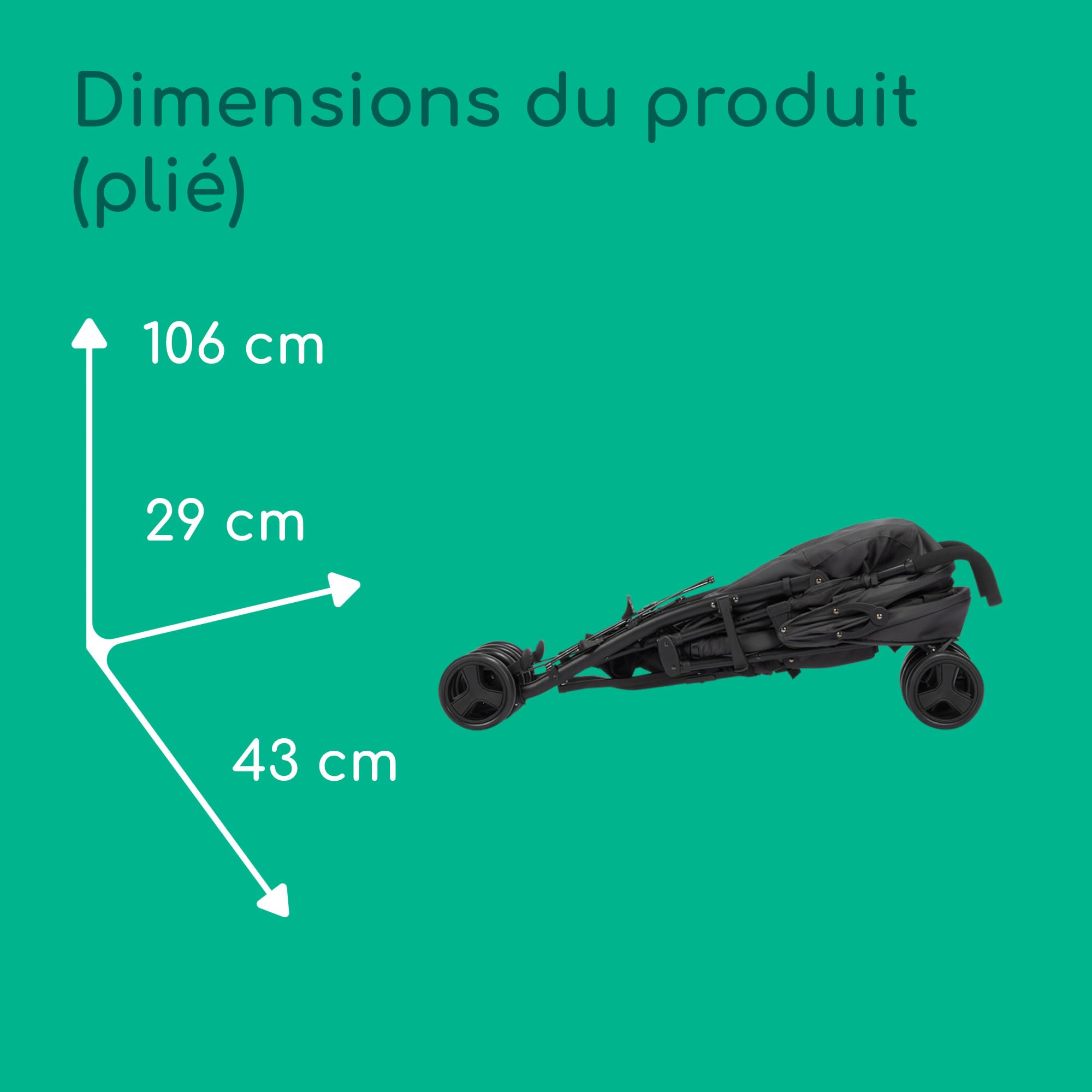 Bebeconfort Dusk, Poussette pour Bébé, 0 - 4a (0 - 22 kg), Poussette de Voyage dès la Naissance, Compacte et Légère (5,6 kg), Tissus Doux et Rembourrés, Pliage Compact, Panier, Mineral Graphite