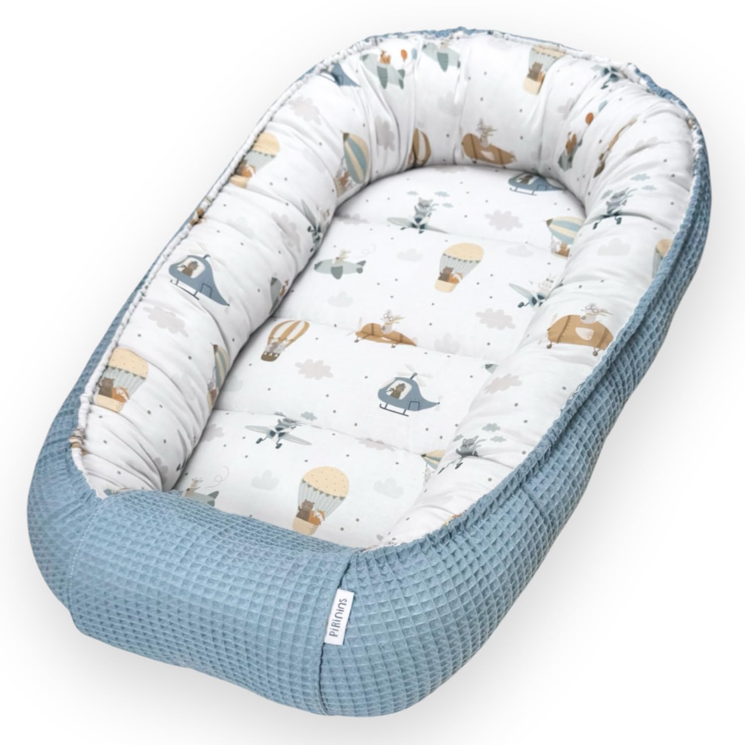 Nido per Neonato, 100% Cotone Biologico, Riduttore per Culla, Mini Culla Portatile Morbida e Traspirante, Ideale per i Viaggi, Prodotto in Spagna (Palloncini)