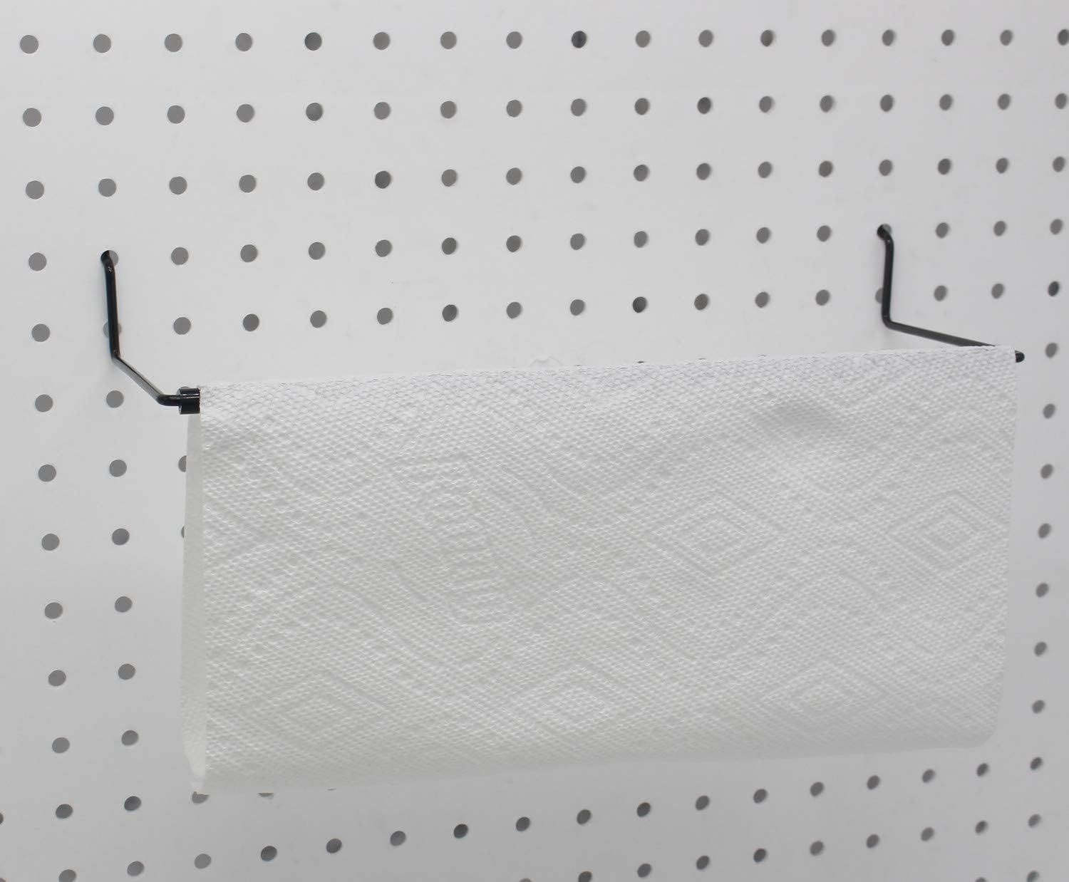 Paper Towel Holder for Pegboard, Extendable, Fit Any Standard Pegboard, Pegboard Organization Accessory Hook for Workshop, Garage, Kitchen, Laundry Room, Bathroom 4 Packs, Black (4 PCS)