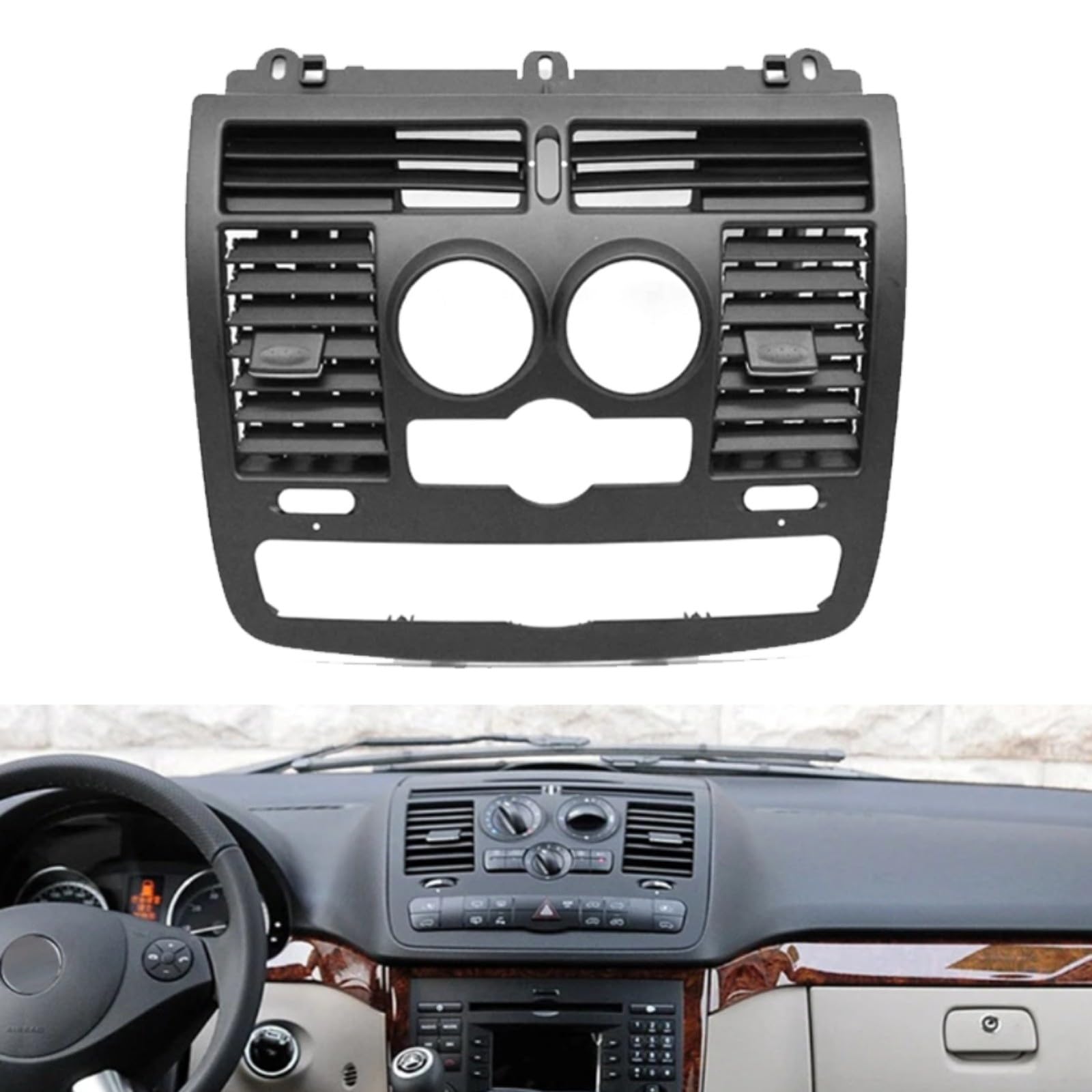 Aire acondicionado, salida de aire, panel de salpicadero, rejilla de ventilación para Mercedes Vito para Viano W636 W639 2004-2015, interior negro (A)
