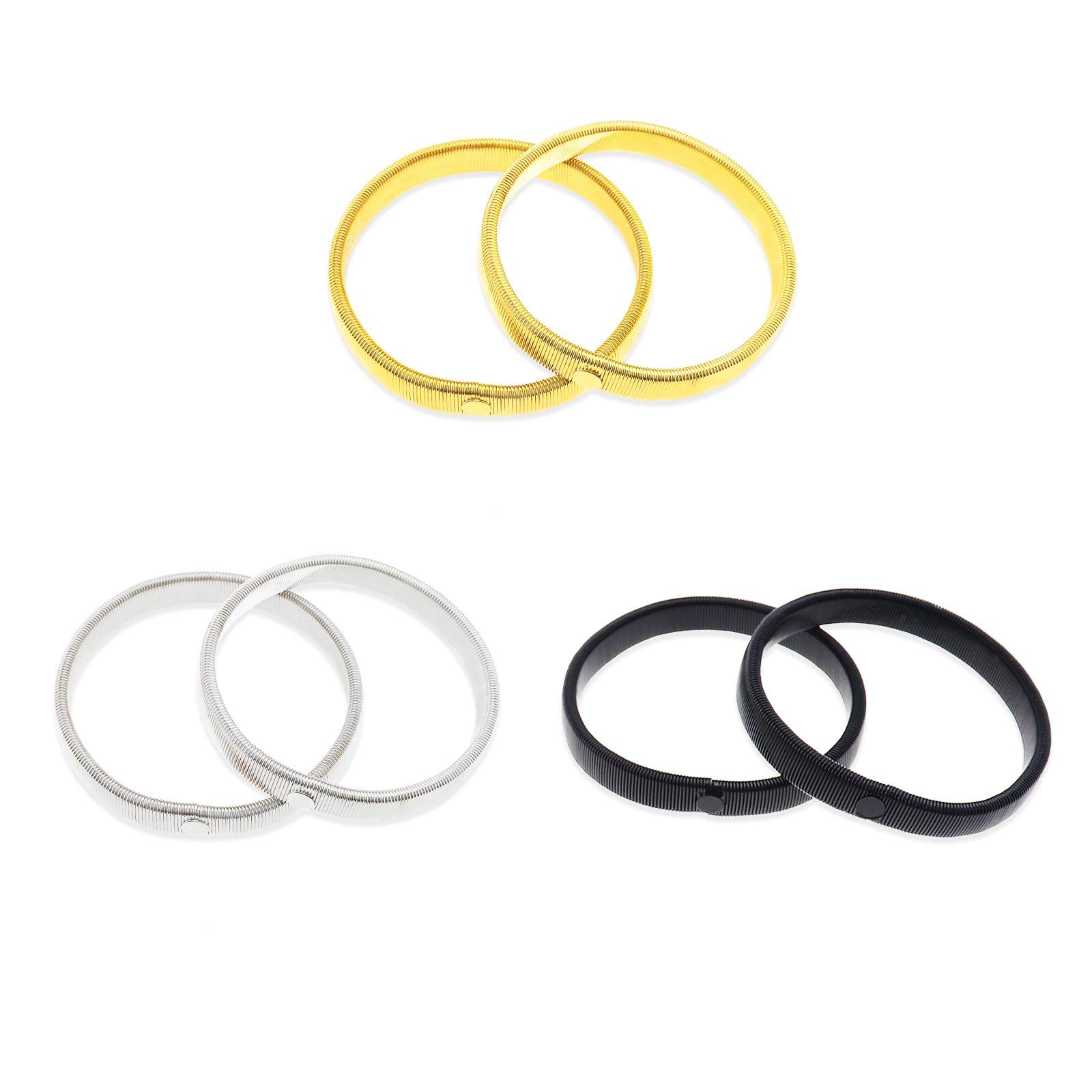 OTOTEC 6Pcs Anti-Slip Shirt Sleeve Holders Metal Garters Armbands Set 3- colored Stretch Elasticized Unisex