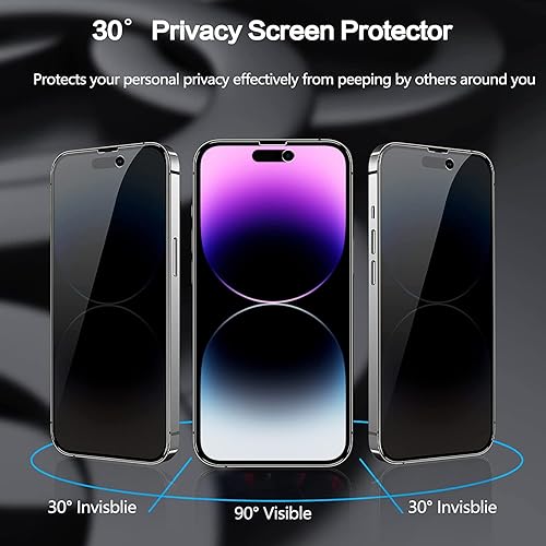 Miniatura 3 de Paquete de 3 protectores de pantalla de privacidad, película de vidrio templado privado antiespía, protección de sensor, accesorios de pantalla