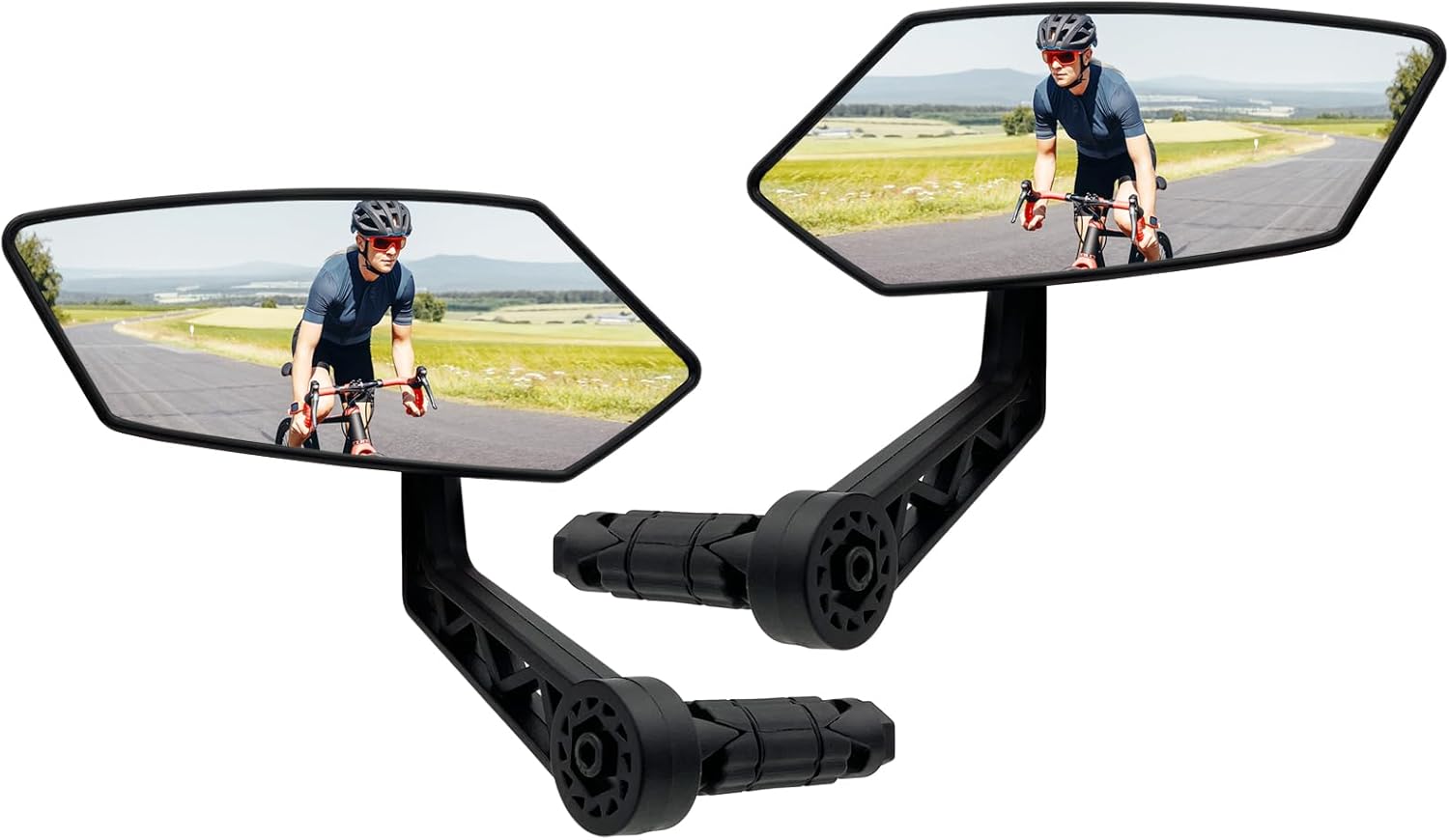 Bike Mirror 2PCS, HD Glass Bicycle Mirrors for Handlebar Mount, Adjustable Bar Finish Bike Rear View Mirror, Scratch Resistant Handlebar-Mirror for E-bike, Cycle Rearviewmirror (0.55-0.78″)