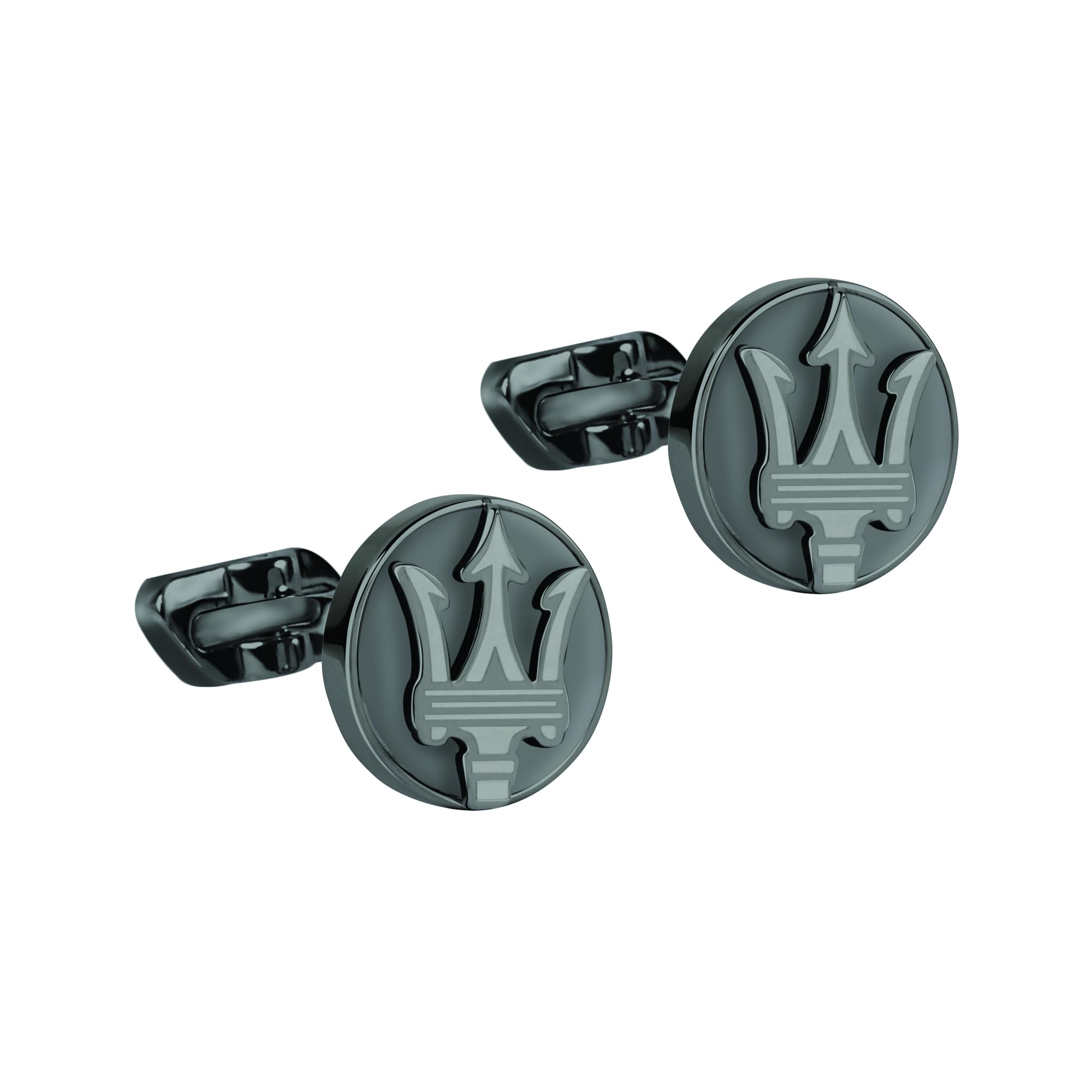 Maserati Gemelli da uomo, Collezione Maserati Jewels, in acciaio, PVD canna di fucile e pietra onice, con chiusura a pressione - JM418ANK10