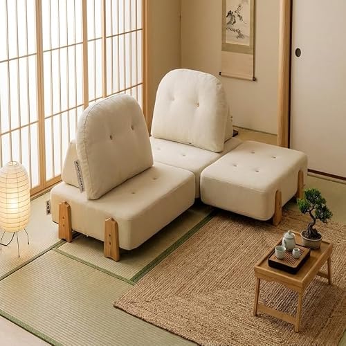 ソファベッド 折りたたみ式 オリーブグリーン 布張り コンパクト 小規模住宅適用 リビング寝室兼用 木製脚 多機能家具 (A,棕色) [2]