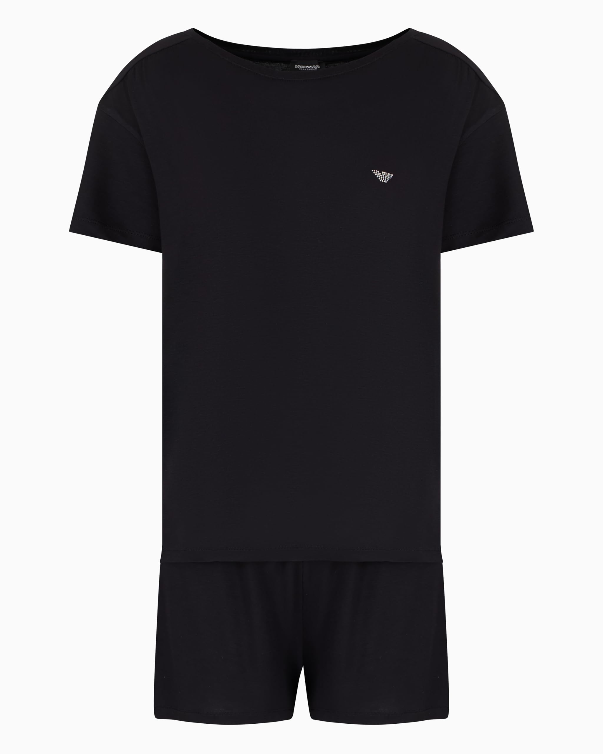 EMPORIO ARMANI Woman Essential Studs Short Pajamas Set Black L