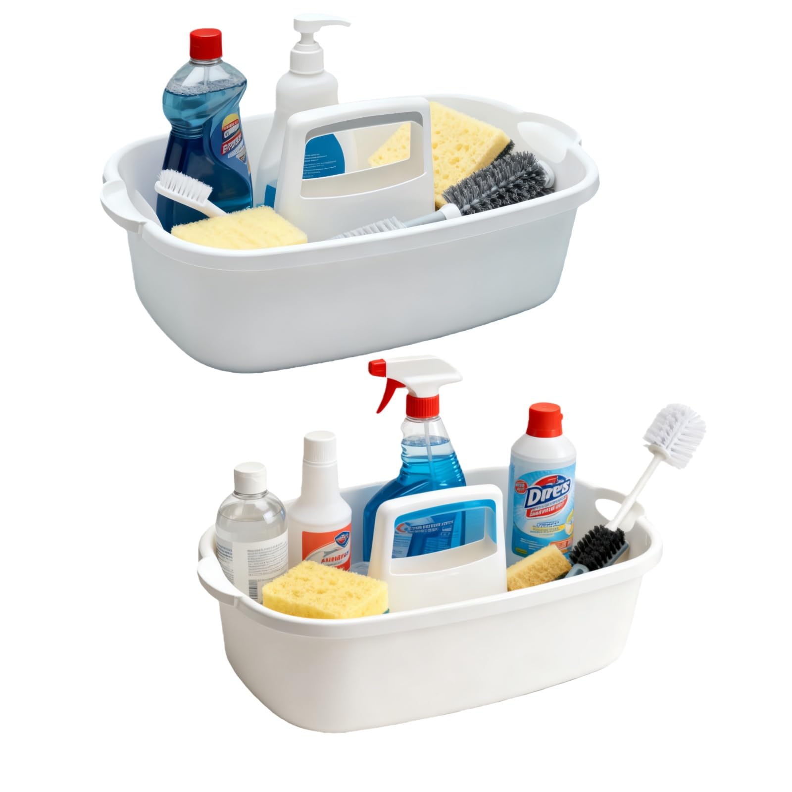 QLYMTZ 2 Pack Large Cleaning Caddy Portable Shower Basket Supply Organizer with Handle Plastic Bucket Tool Storage for