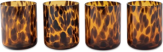 12 fl oz Brown Tortoise Drinking Glasses, Set of 4