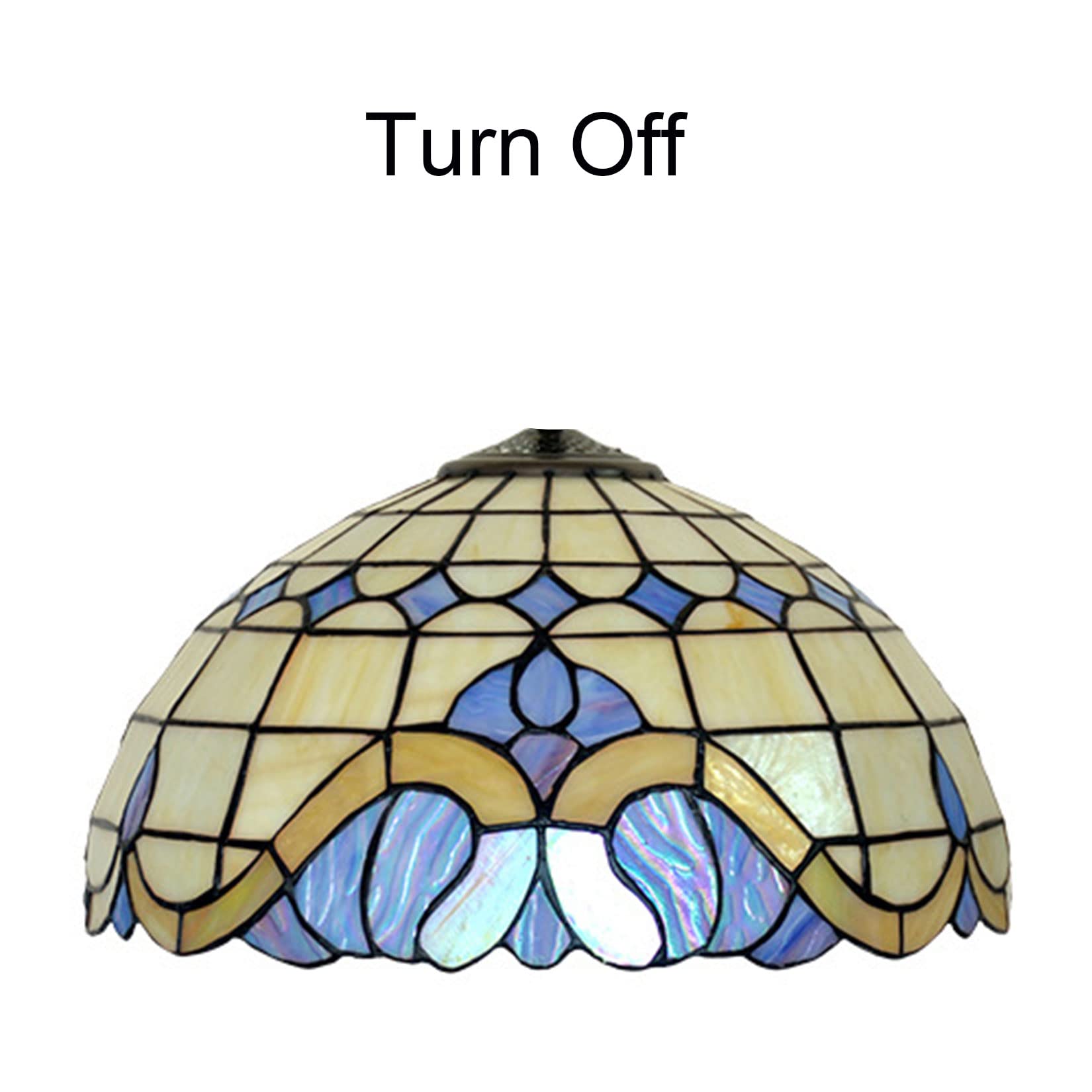 BOTOWI Barocker Lampenschirm aus Buntglas, nur Tiffany-Lampenschirm, 16 Zoll Durchmesser, Ersatzschirme für Tischlampe, Pendelleuchte, Deckenleuchte, Stehlampen, Schreibtischlampe,Blau