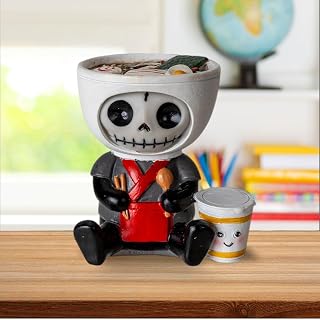 Pacific Giftware Furrybones Ramon Collectible Figurine Signature Skeleton in Adorable Ramen Soup Bowl Costume with Cute Noodle Cup Friend Home Decor and Unique Gifts 2.68" Tall