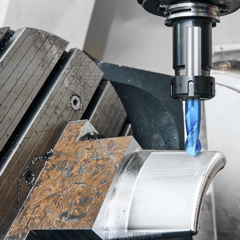 5/7/8pcs Ball Nose Carbide End Mill Set CNC Cutter Router Bits 2 Flute Spiral Milling Tool End Mill Set CNC Machine Engraving Router Bit for Wood Metal Milling(5pcs Set)