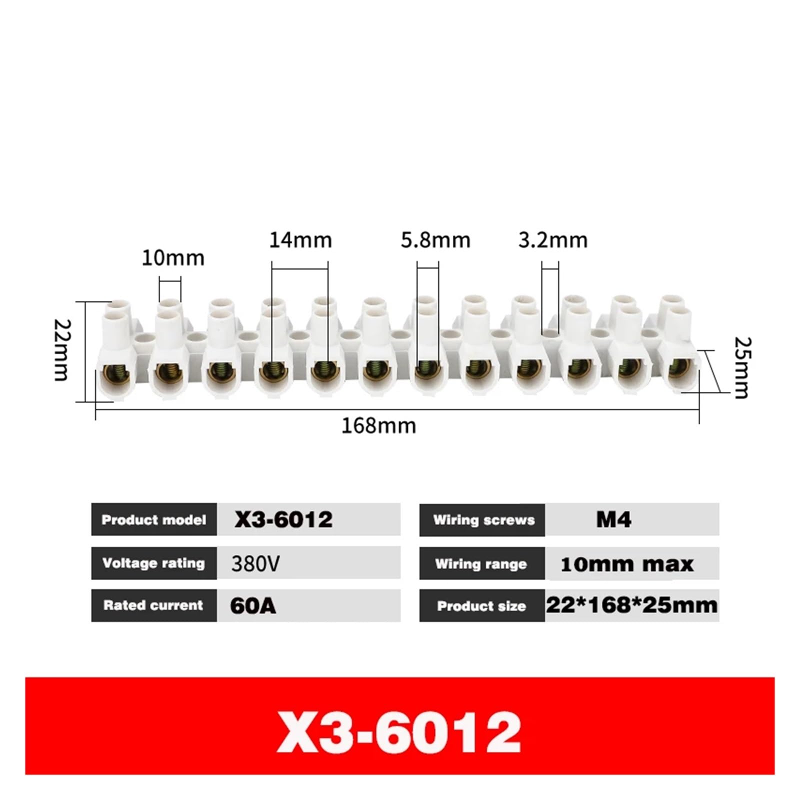 10 Stücke 12 Position Elektrischer Draht-anschluss Hemmende X3-1012 20A 30A Klemmenblöcke Barriere Klemmenleiste Kunststoffklemme(X3-6012(60A 12P))