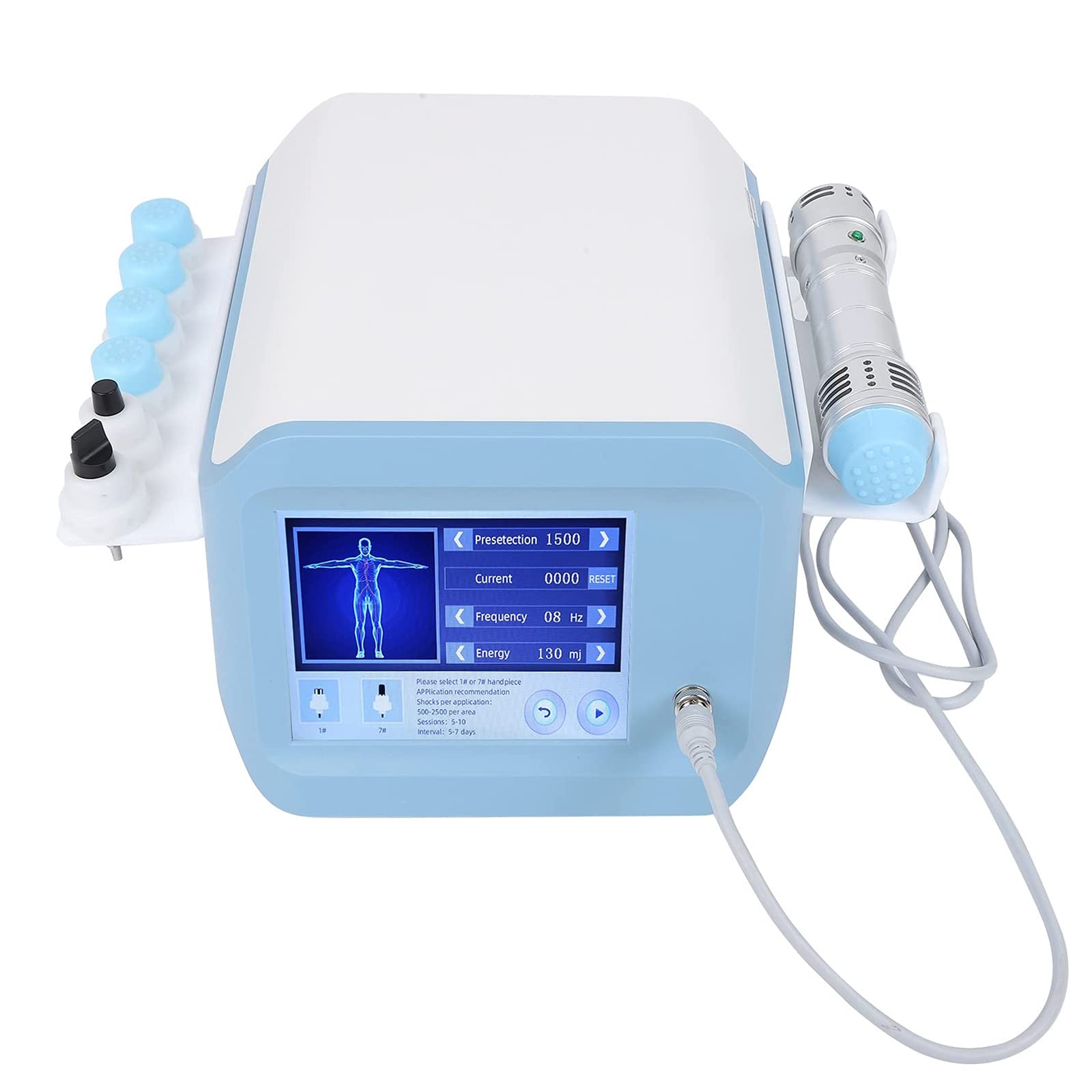 Shockwave Therapy Machine, Extracorporeal Shockwave Therapy Machine, Extracorporeal ED Shock Wave Machine for Erectile Dysfunction, Maximum 250MJ Energy,Silver