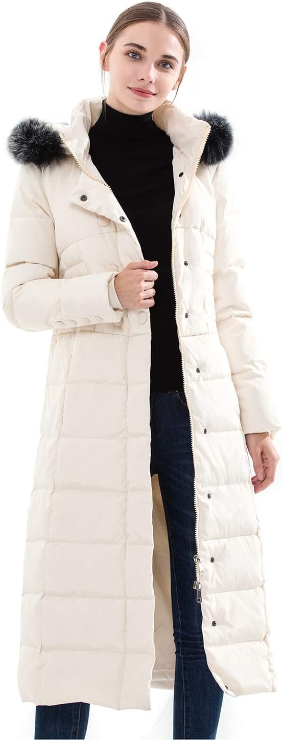 Obosoyo Women's Hooded Thickened Long Down Jacket Maxi Down Parka Puffer Coat
