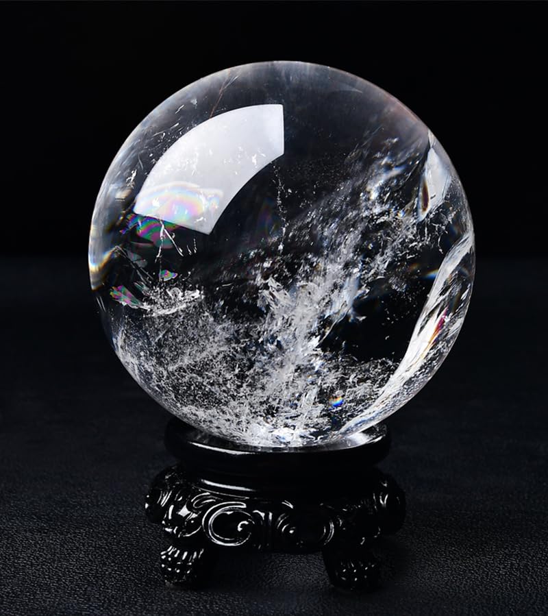 NIBHZ Bola de Cristal de Cuarzo Transparente Natural – Bolas de meditación con Esfera de Cristal de Cuarzo Transparente para brujería y Bolas Decorativas,75mm