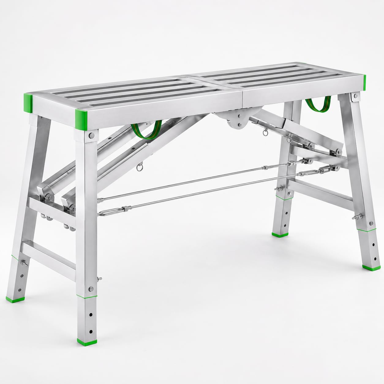 Plataforma de trabajo plegable resistente, capacidad de 400 kg, taburete de escalera ajustable de 2 pies y banco de trabajo portátil