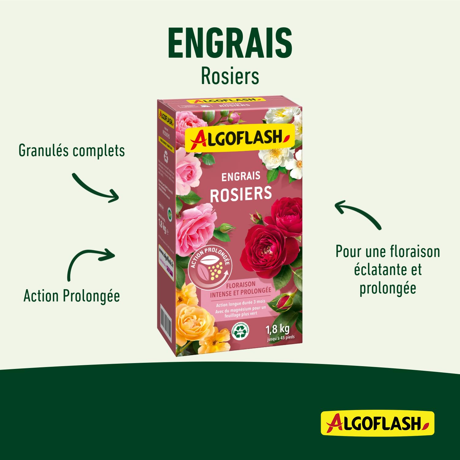 Algoflash Engrais Rosiers, Action prolongée - 1,8 kg