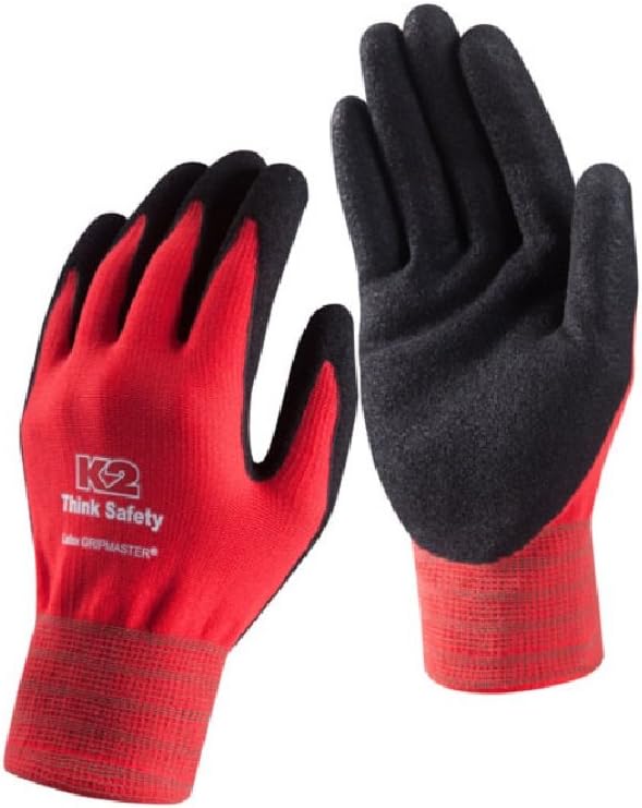 THINK SAFETY / Latex Grip Master, Work And Gardening Gloves (Small, Red)