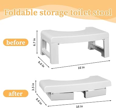 Toilet Stool, 6.7 in Poop Stool, Bathroom Stool, Foldable, Easy to Place