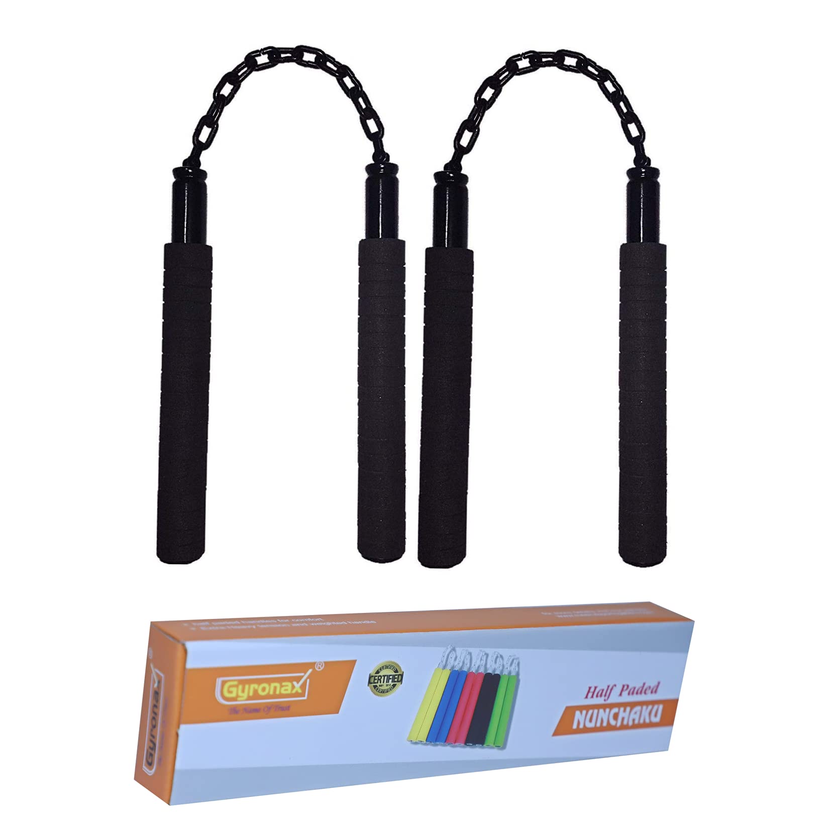 Gyronax Rubber Half Foam Foam Nunchaku Handle 10 and 9-inch Metal Chain (Black) Pack of 2 (B07SSYNDV9) Amazon Price History, Amazon Price Tracker