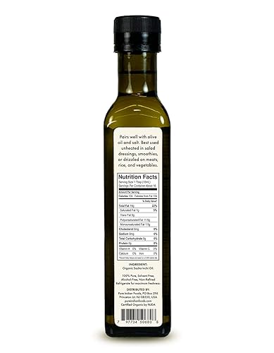 Miniatura 2 de Pure Indian Foods Aceite orgánico de sacha Inchi prensado en frío (nuez inca/semilla de estrella), procedente de las tierras altas peruanas, para