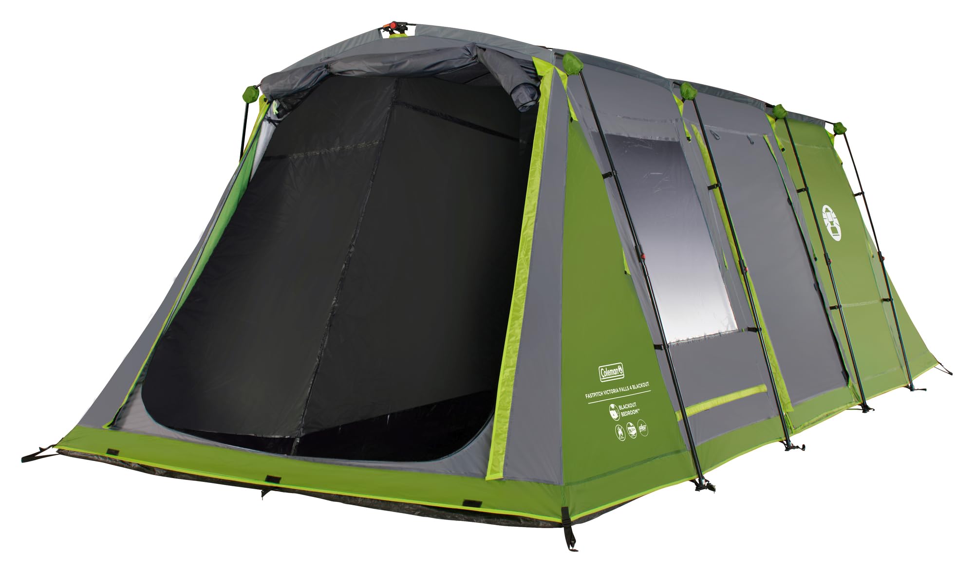 Coleman Tienda Fastpitch Victoria Falls 4 Blackout| Montaje rápido en 2 Minutos| Dormitorio oscurecido|Tienda Familiar compacta para 4 Personas |Tienda para Festivales y Camping |Impermeable 4500 mm
