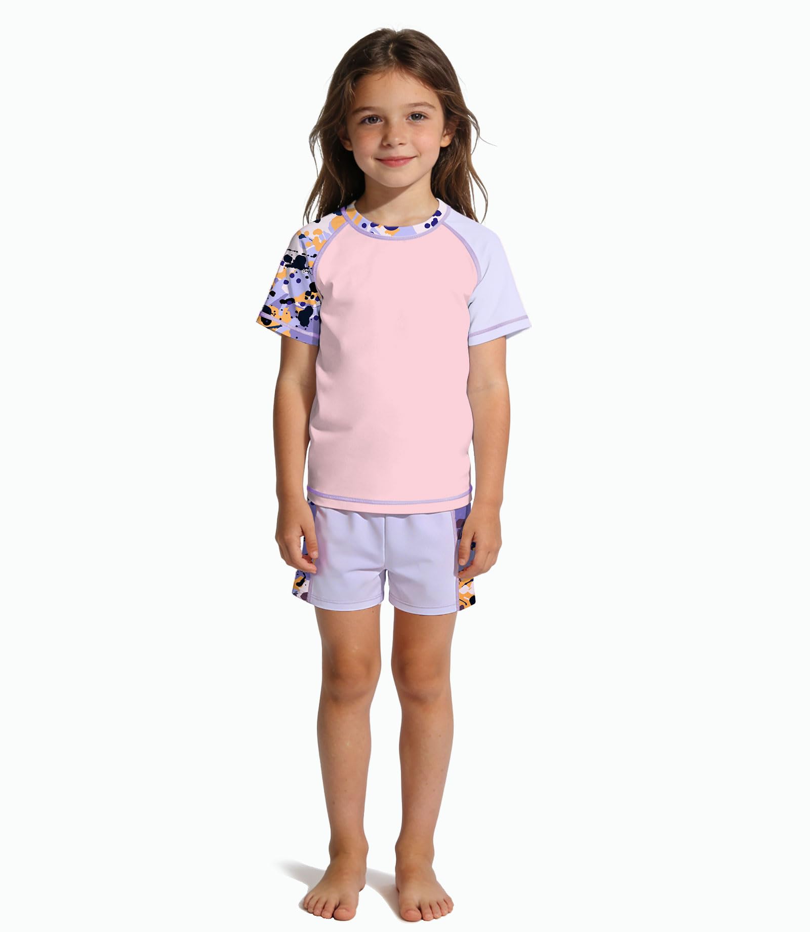 ANGEL CITIZ UV Kleidung Kinder Zweiteiler Badeset Schwimmshirt Badehosen für Jungen UPF 50+ Badebekleidung Mädchen 98-140