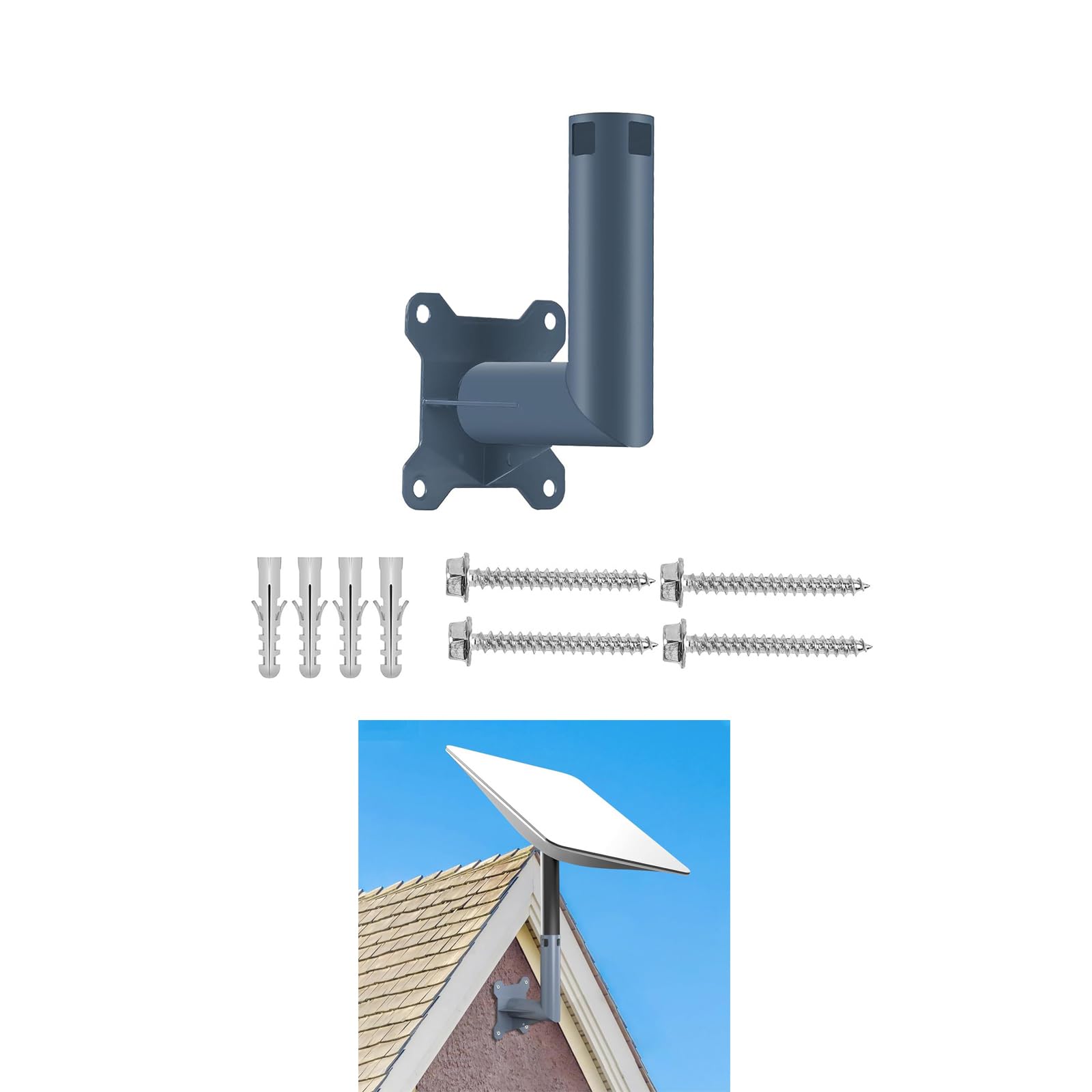 Short Wall Mount set,360° Adjustable Short Wall Mount, Adjustable Angle Iron Wall Mount/Roof Mount, Heavy Duty Designs Support Stable Short Wall Mounting Watertight Support Suitable for Satellite