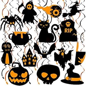 Festiko® Hanging Halloween Decorations Indoor-30 Pieces,Black and Orange Halloween Ceiling Decorations,Halloween Party…