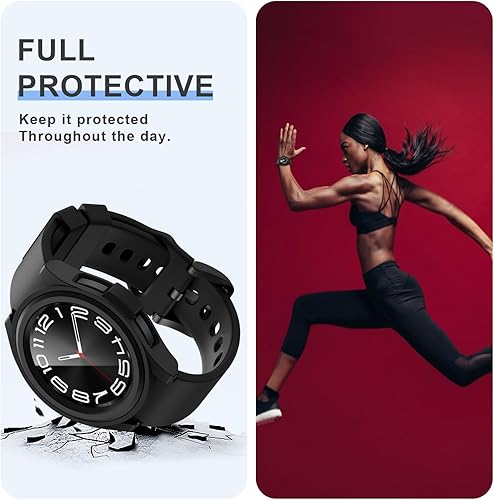Miniatura 6 de 5+5 Paquete de protectores de pantalla para Samsung Galaxy Watch 6 Classic de 1.772 pulgadas, funda protectora de policarbonato duro JZK + película