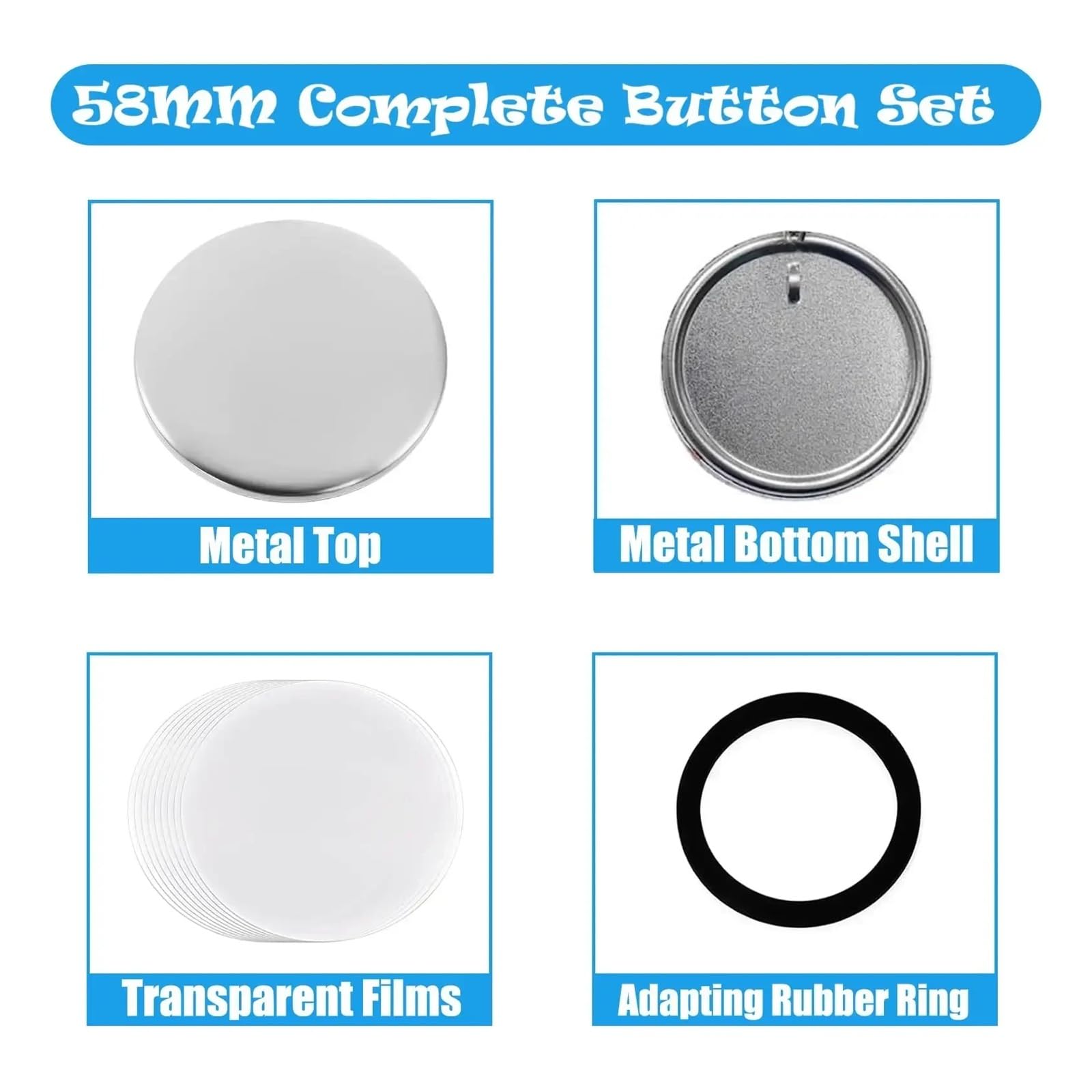 Zestaw do robienia guzików z brelokiem 100 szt., 58 mm, z lustrzanym otwieraczem do butelek, do maszyny do robienia guzików, odznak Produkcja DIY(100PCS Mirror 58MM)