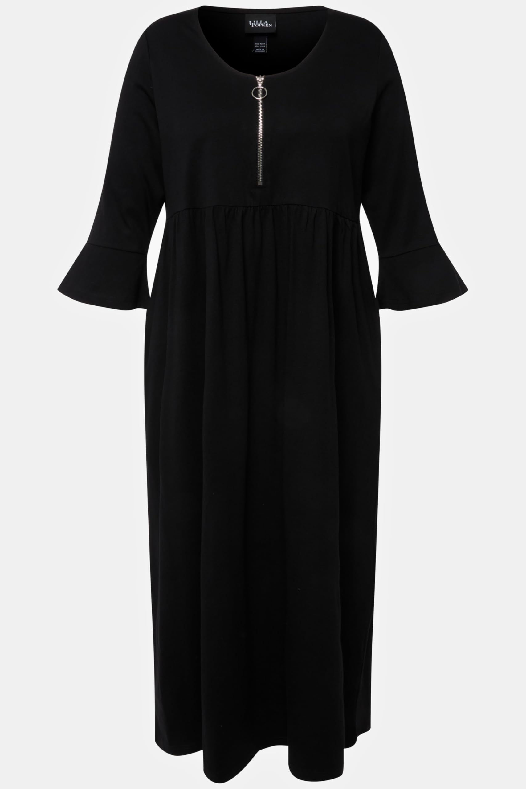 Ulla Popken Femme Grandes Tailles Robe en Jersey à col Rond et Manches 3/4. Couture Empire et Ligne en A. 824506