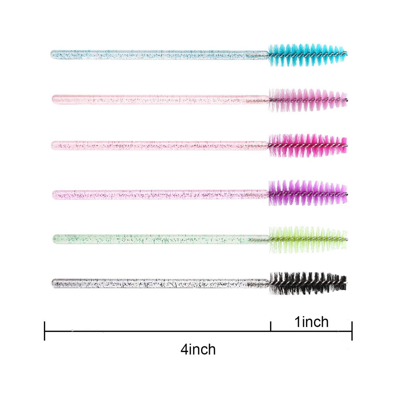 1000 Uds. Varitas de rímel con purpurina, cepillos de pestañas desechables for extensiones, aplicador de pestañas, mango de cristal, Kits de herramientas de maquillaje lingli(Color:Rosa)