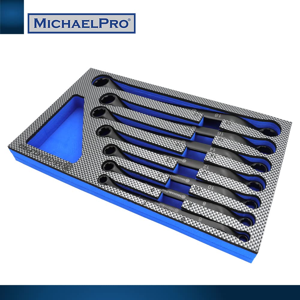 MichaelPro MP001217 - Set di 7 chiavi per estrattori di bulloni in ossido nero (metrico) | Estrattore per dadi e bulloni a 6 punti arrotondati, smussati, sottili