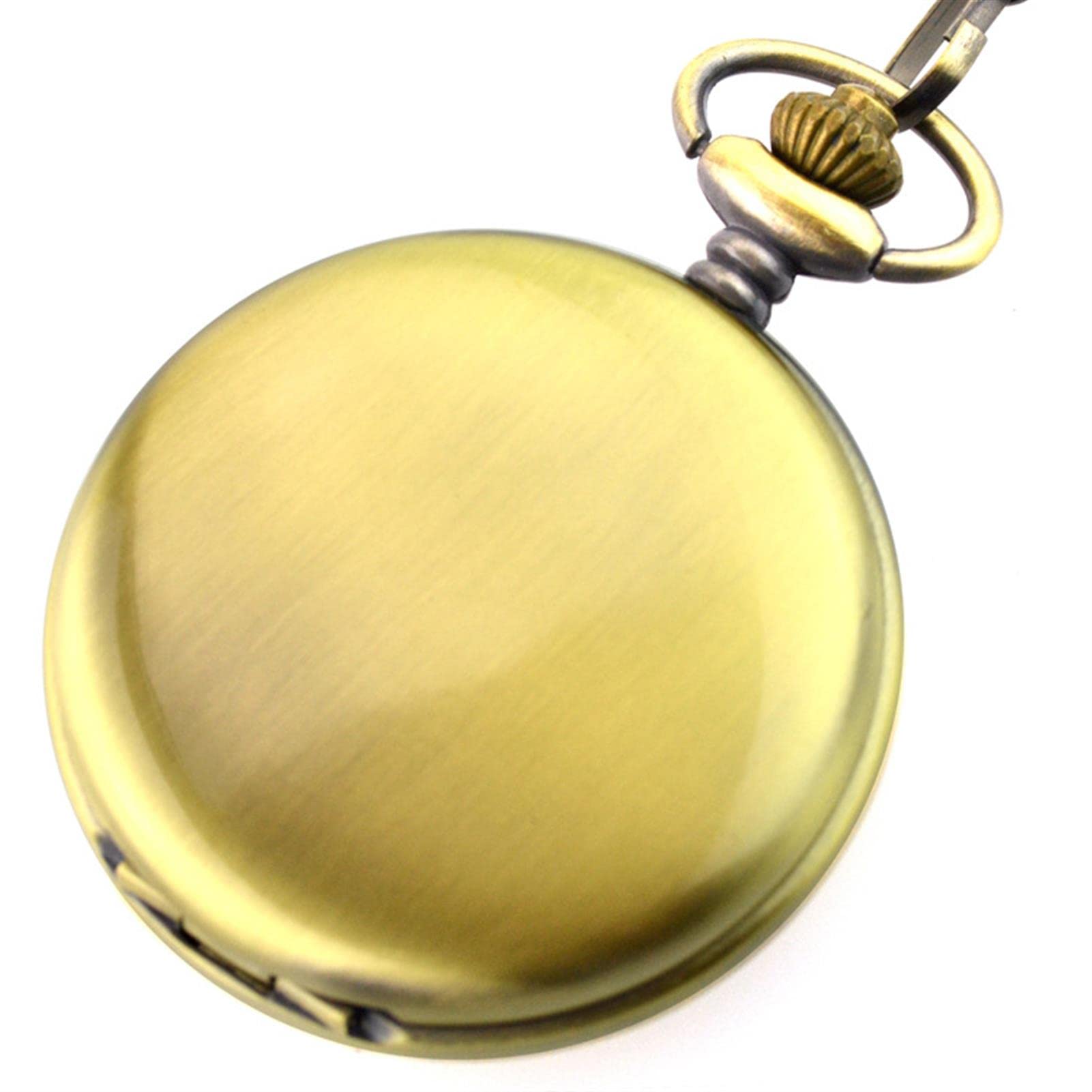 Męski zegarek kieszonkowy w stylu retro, Stary mechaniczny z łańcuszkiem dwustronny gładki naszyjnik szkieletowy wisior zegary prezenty na dzień ojca(Gold)