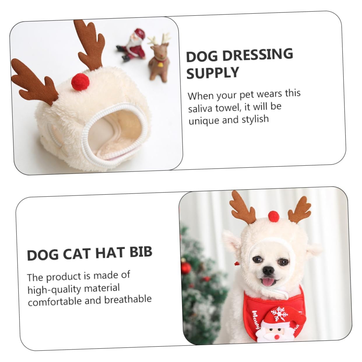 Bonnet De Noël à Pompon Sapin Pour Chien Et Chat – Taille S Ou L, Vert, Avec Jouet