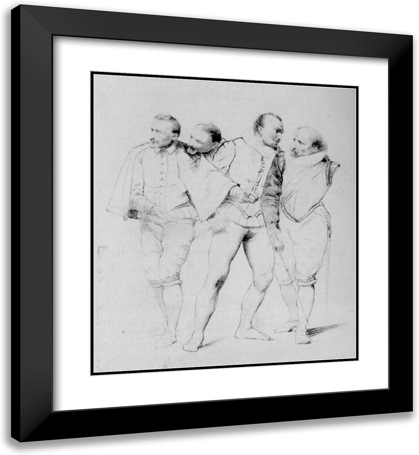 ArtDirect Delaroche, Paul 20x22 Gold Ornate Framed Art Print with Double Matting Titled: Pencil Study ll
