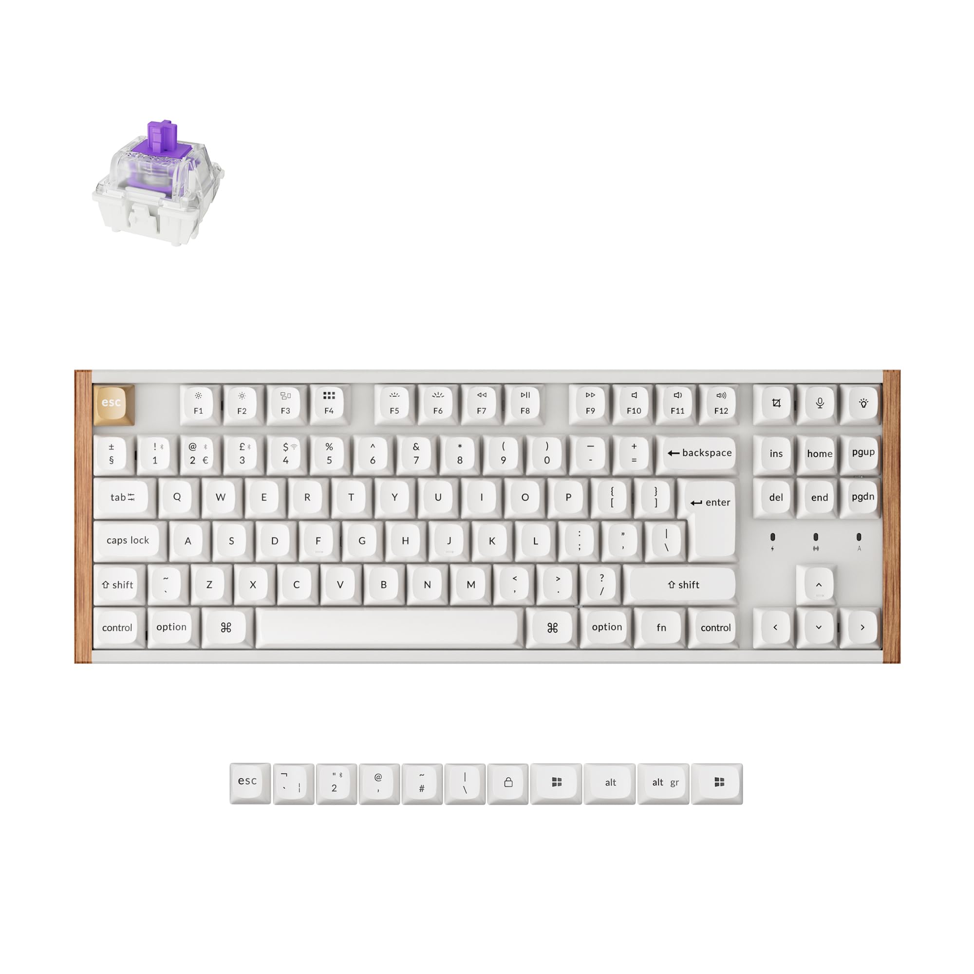 Keychron K8 HE Mechanical Keyboard TKL Wireless Bluetooth 2.4G Wired Triple Mode, Hot Swappable Hall Effect with QMK VIA Aluminum+Wood Frame Rapid Trigger for Mac Windows Linux - Black UK Layout — view 11