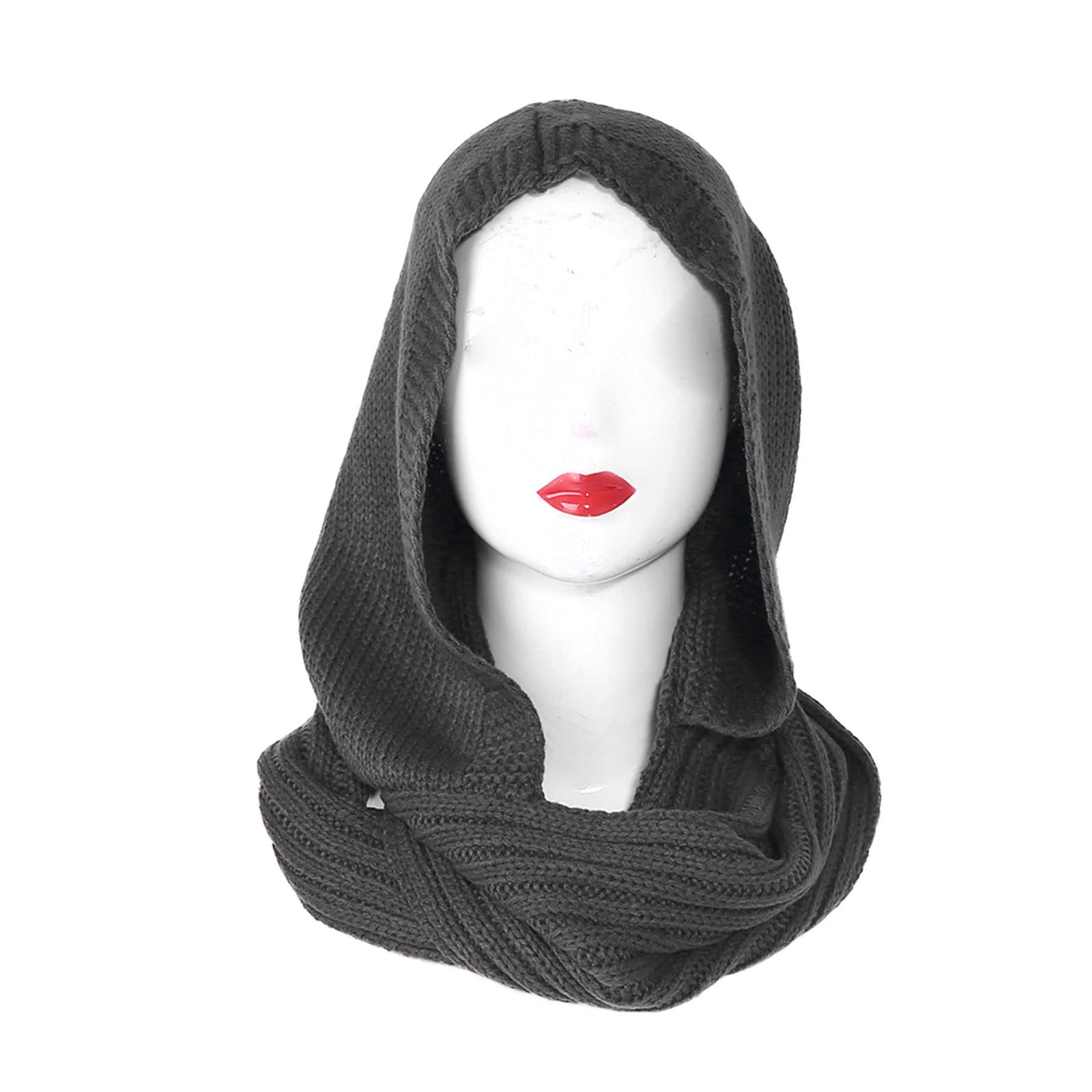Thereisno Women Winter Crochet Knit Hood for Infinity Scarf