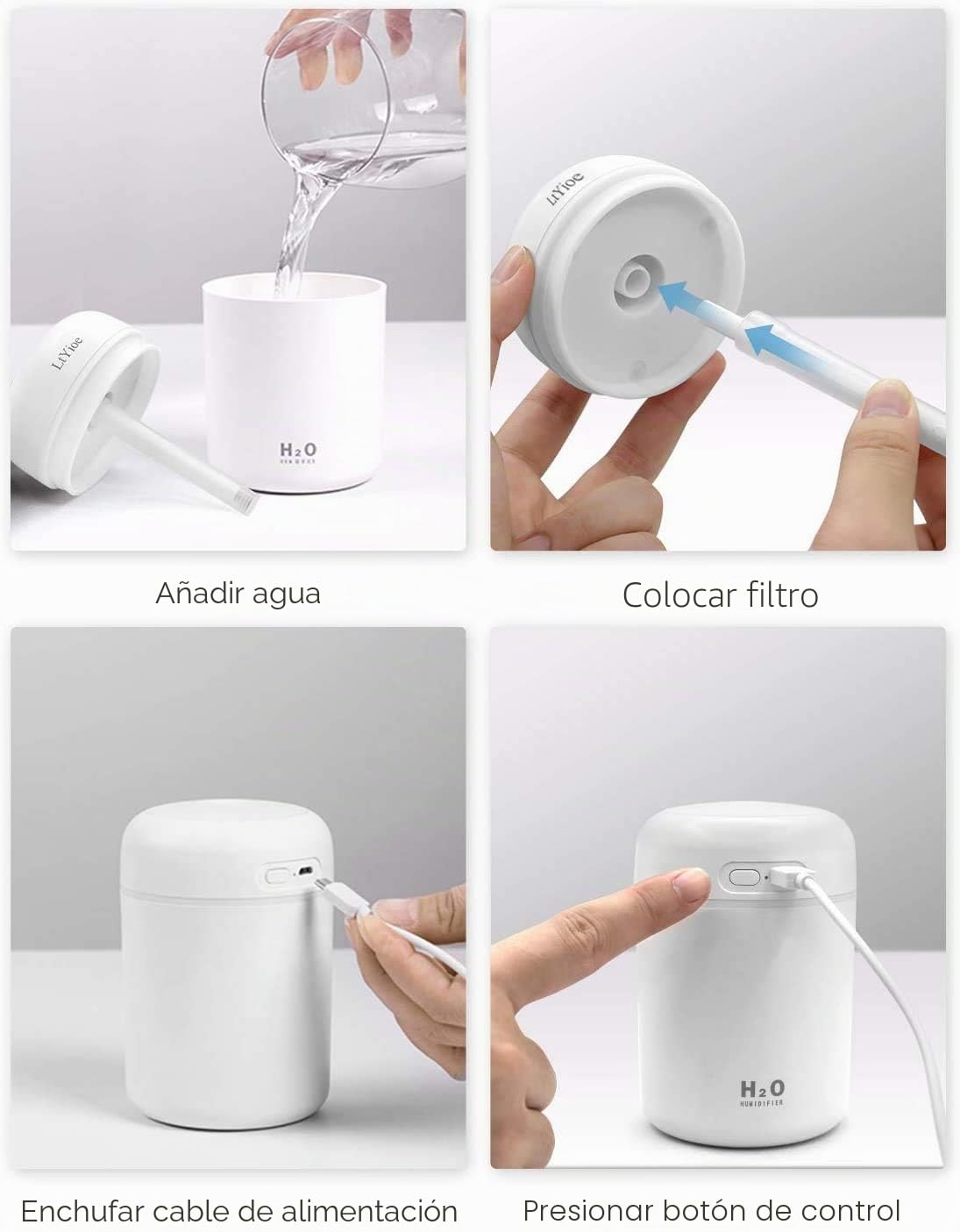 LtYioe Humidificador para Bebés Ultrasónico 2 Modos Silencioso USB con Luz Nocturna y Apagado Automático Azul Marino
