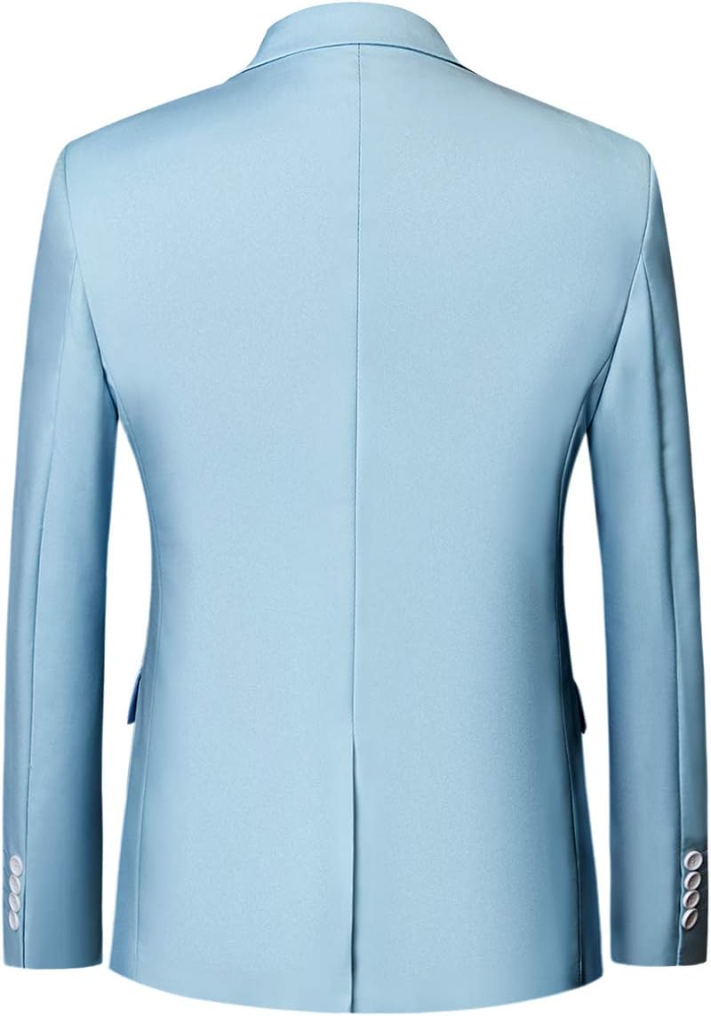 MOGU Men's Slim Fit Sport Coat Blazer Casual Formal Suit Jacket for Party Business Wedding Prom and Homecoming Size 34 Light Blue - Image 2