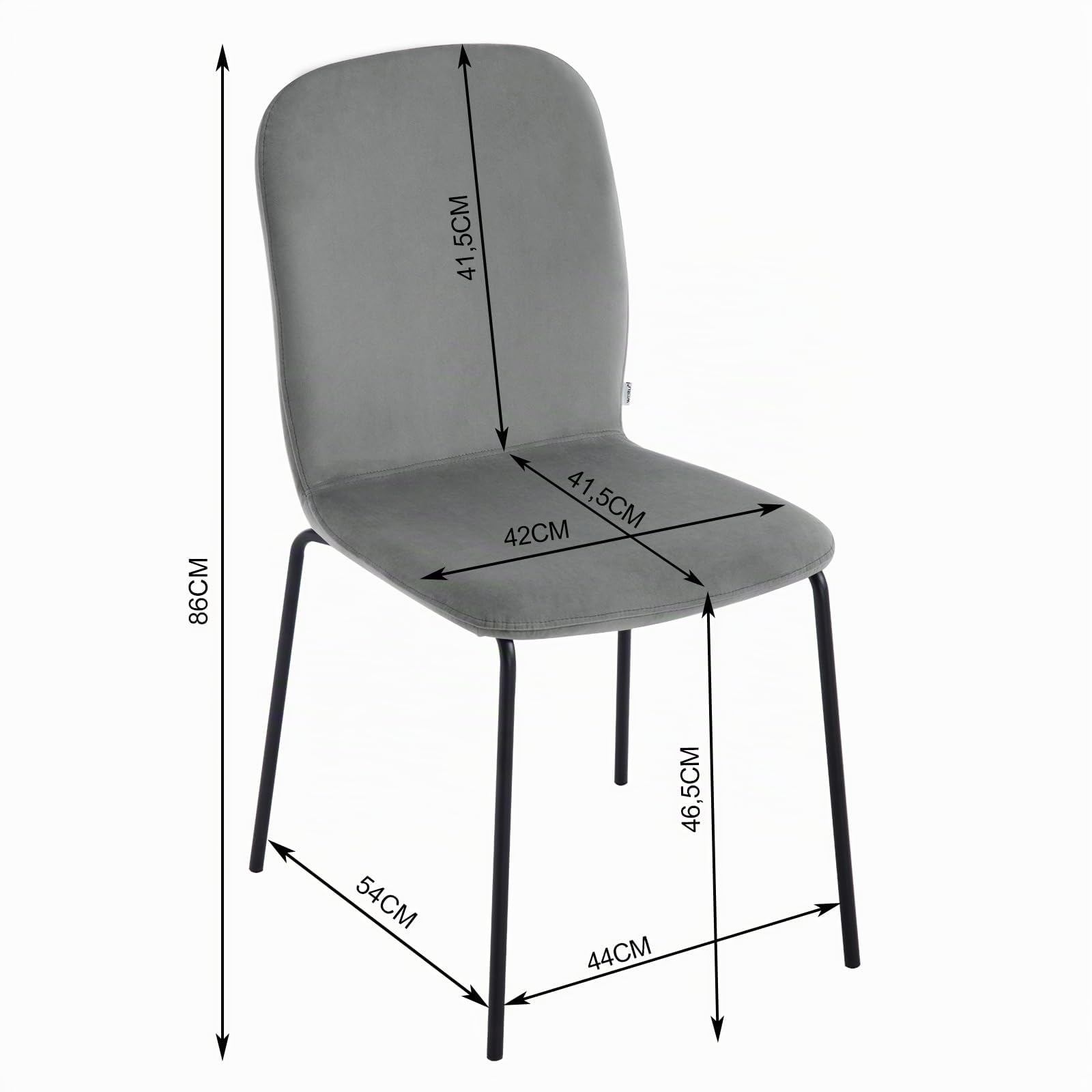 WOLTU Juego de 4 Sillas de Comedor, Terciopelo,Gris Oscuro | Salón y Dormitorio, Asiento Acolchado y Patas de Metal