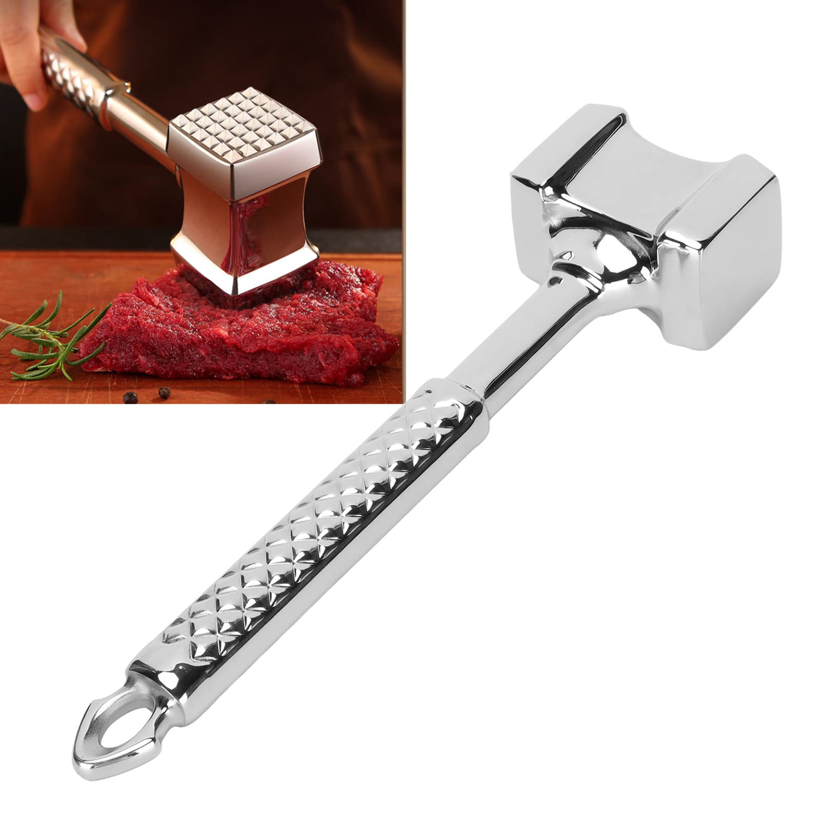 Topyond Marteau à steak en acier inoxydable, maillet attendrisseur de viande robuste pour cuisine, outil professionnel pour la cuisine à la maison, les amateurs de grillades