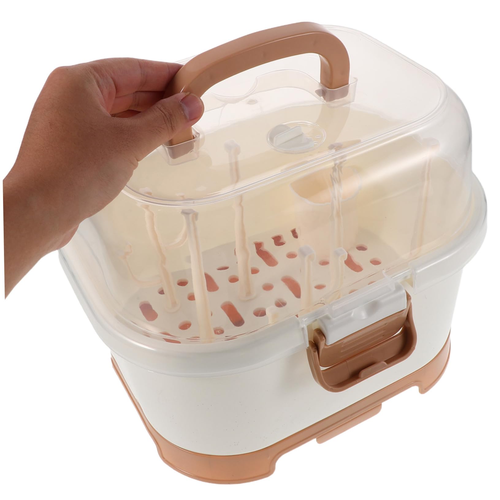 Organizer per Biberon da Banco con Coperchio, Grande Capacità | Conservazione Verticale, Struttura Salvaspazio, Plastico, per Preparazione Pasti e Mobile Cucina