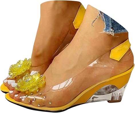 Clear Slingback Flower Rhinestone Sandals