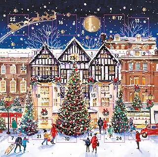 High Street Christmas Trees Advent Calendar Card - 158mm x 158mm – 24 Doors